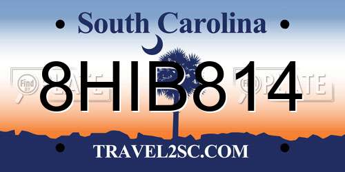8HIB814 South Carolina License Plate