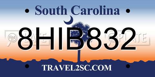 8HIB832 South Carolina License Plate
