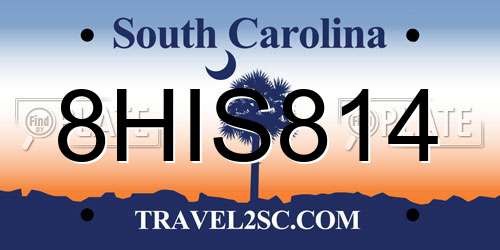 8HIS814 South Carolina License Plate
