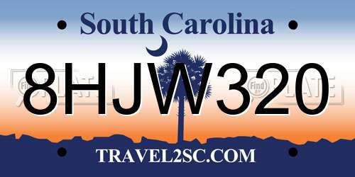 8HJW320 South Carolina License Plate