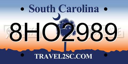 8HO2989 South Carolina License Plate