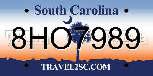 8HO7989 South Carolina License Plate