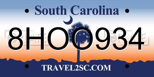 8HOO934 South Carolina License Plate
