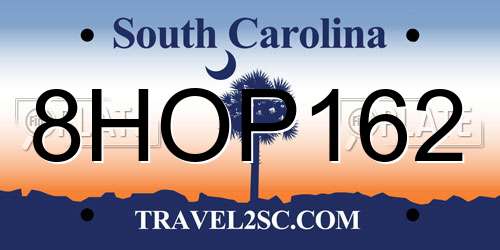 8HOP162 South Carolina License Plate