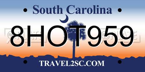 8HOT959 South Carolina License Plate