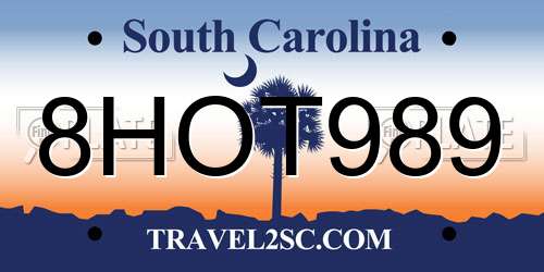 8HOT989 South Carolina License Plate