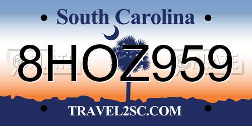 8HOZ959 South Carolina License Plate