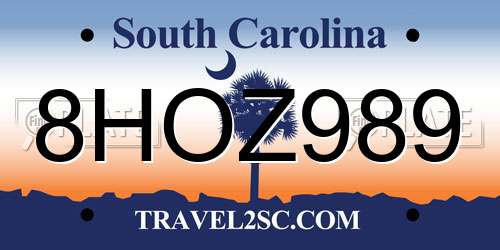 8HOZ989 South Carolina License Plate