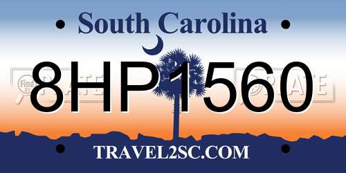 8HP1560 South Carolina License Plate