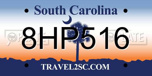 8HP516 South Carolina License Plate