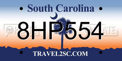 8HP554 South Carolina License Plate