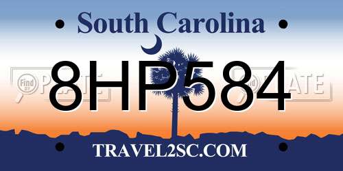 8HP584 South Carolina License Plate