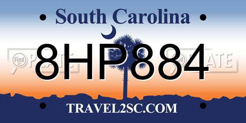 8HP884 South Carolina License Plate
