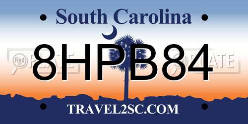 8HPB84 South Carolina License Plate