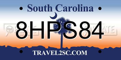 8HPS84 South Carolina License Plate