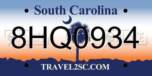 8HQ0934 South Carolina License Plate