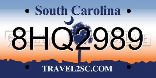 8HQ2989 South Carolina License Plate