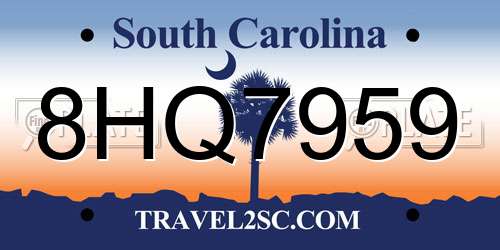 8HQ7959 South Carolina License Plate