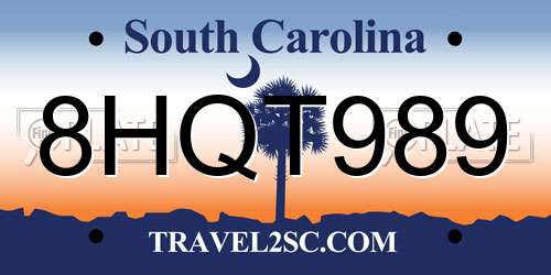8HQT989 South Carolina License Plate