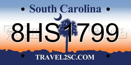 8HS1799 South Carolina License Plate