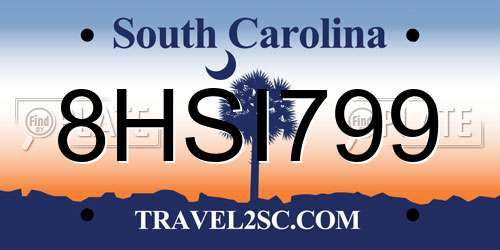8HSI799 South Carolina License Plate