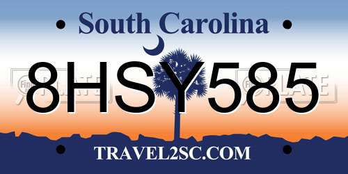 8HSY585 South Carolina License Plate