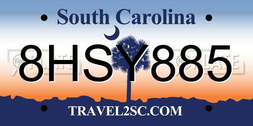 8HSY885 South Carolina License Plate