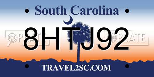 8HTJ92 South Carolina License Plate