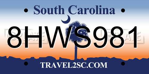 8HWS981 South Carolina License Plate