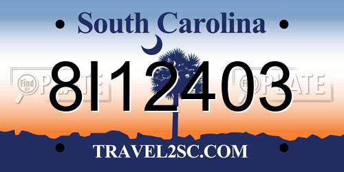 8I12403 South Carolina License Plate