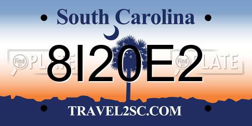 8I20E2 South Carolina License Plate