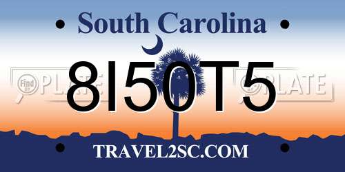 8I50T5 South Carolina License Plate