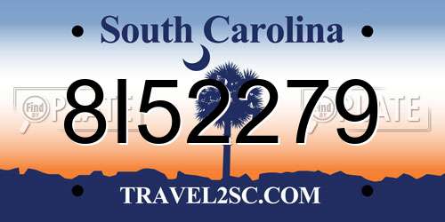 8I52279 South Carolina License Plate