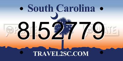 8I52779 South Carolina License Plate