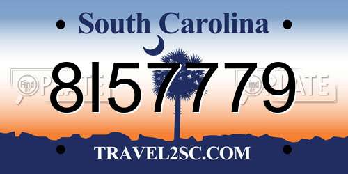 8I57779 South Carolina License Plate