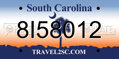 8I58012 South Carolina License Plate
