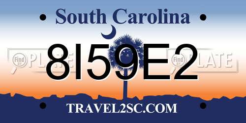 8I59E2 South Carolina License Plate
