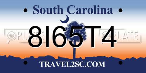 8I65T4 South Carolina License Plate