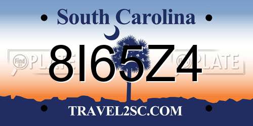 8I65Z4 South Carolina License Plate