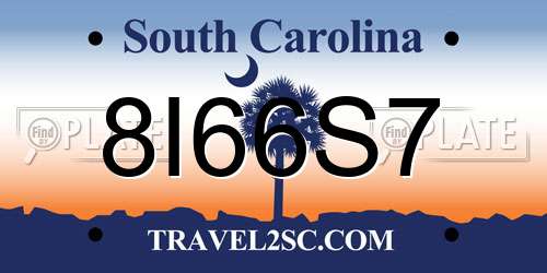 8I66S7 South Carolina License Plate