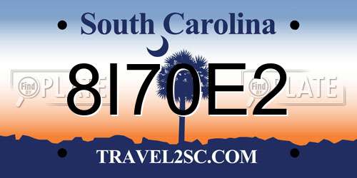 8I70E2 South Carolina License Plate