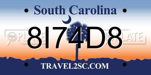 8I74D8 South Carolina License Plate