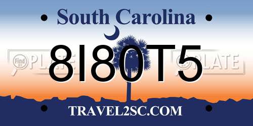 8I80T5 South Carolina License Plate