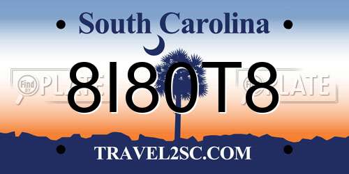8I80T8 South Carolina License Plate