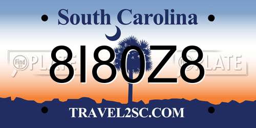 8I80Z8 South Carolina License Plate