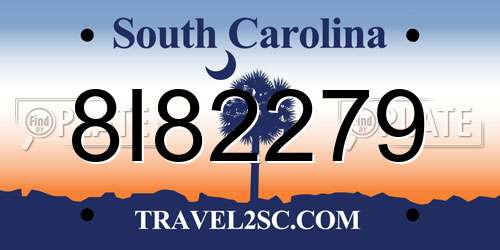 8I82279 South Carolina License Plate