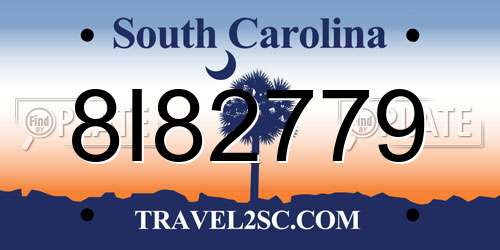 8I82779 South Carolina License Plate