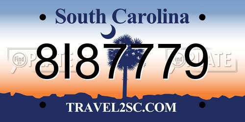 8I87779 South Carolina License Plate
