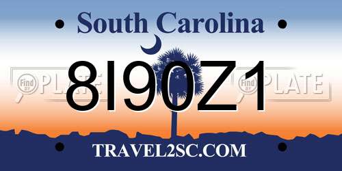 8I90Z1 South Carolina License Plate