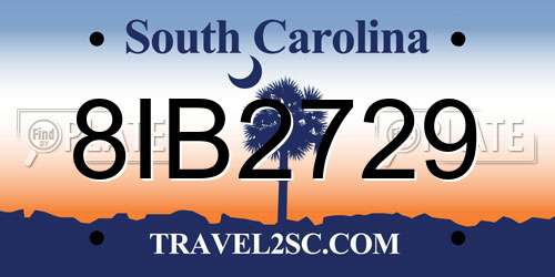 8IB2729 South Carolina License Plate